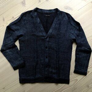 FRANK LEDER Men's Blue Heavy Cardigan Knit Sweater - Size M Cotton Linen EXC